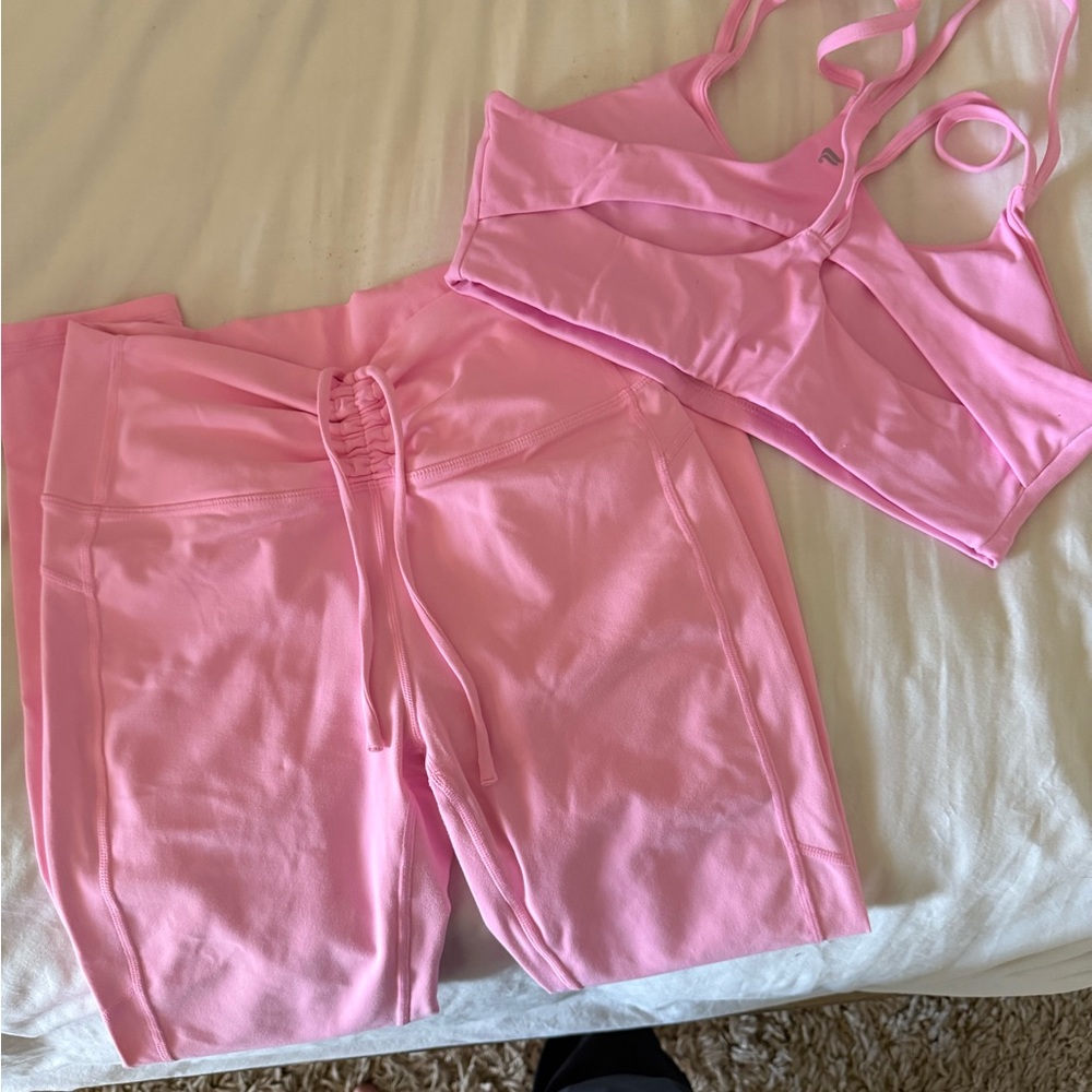 Fabletics Pink Leggings and Top Set Sz M